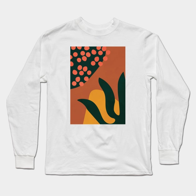 Abstract Boho Print, Botanical, Terracotta, Minimalist, Modern Long Sleeve T-Shirt by Colorable